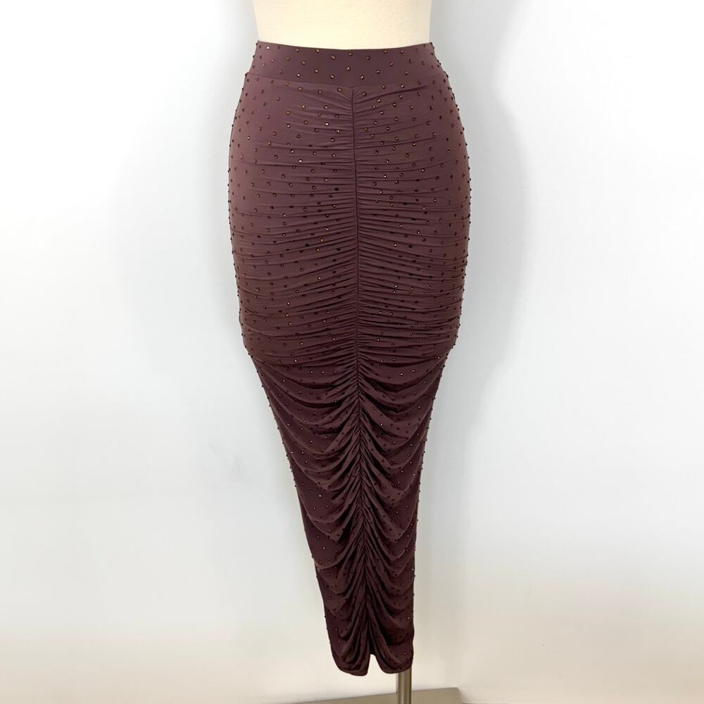Alex Perry Ruched Maxi Skirt Sparkly Crystal Embellished UK 8 (US 4) - Picture 4 of 13